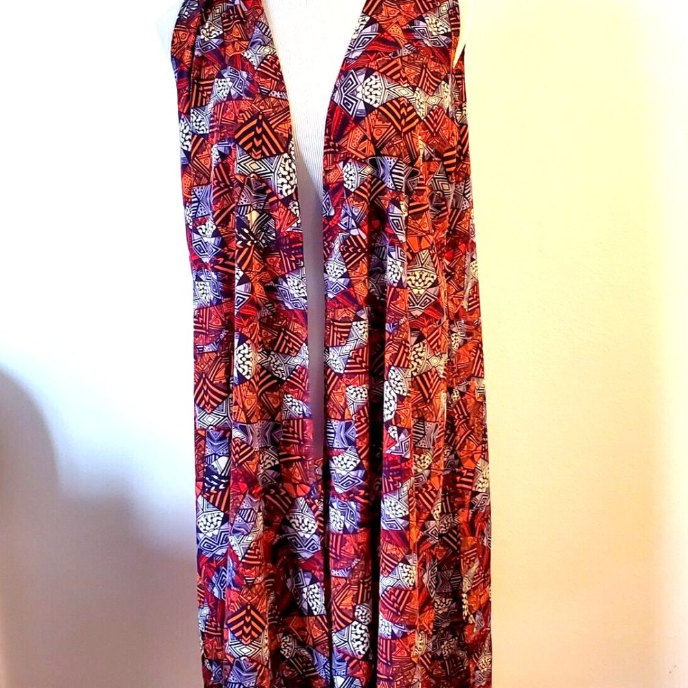 Lularoe Women's Joy Long Sleeveless Duster Vest Cardigan Multi Color Size M NWOT